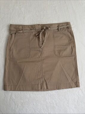 LOFT Khaki Tie-Waist Mini Skirt